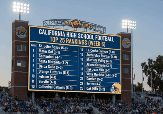 California high school football top 25 rankings (9/30/25)
